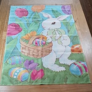 Colorful Easter Bunny With basket Garden Flag 38x26